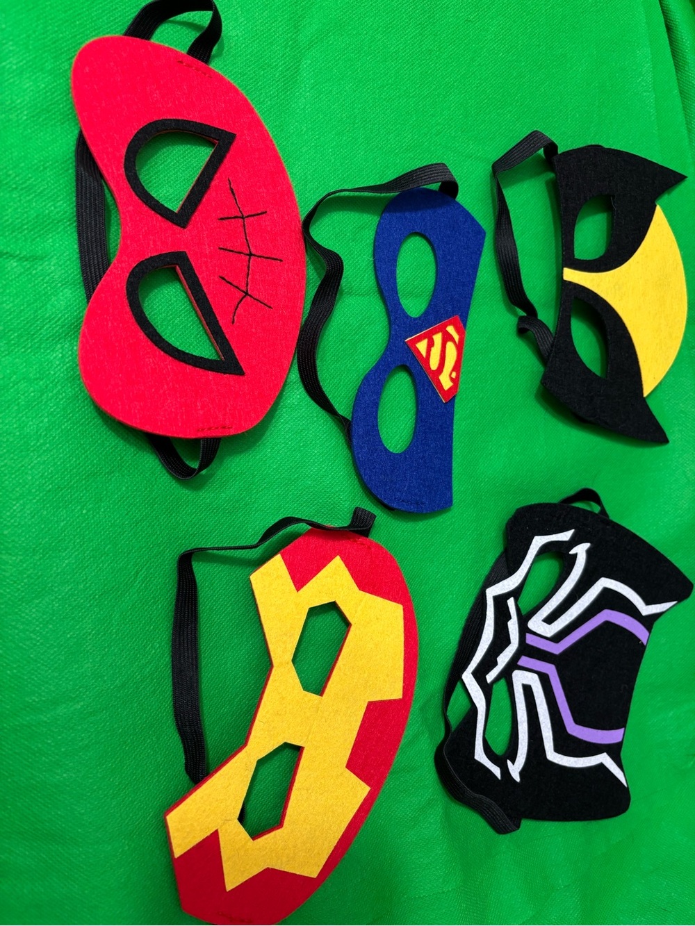 Party City Kids Superhero Felt Mask Set in Red Blue Yellow Black Purple